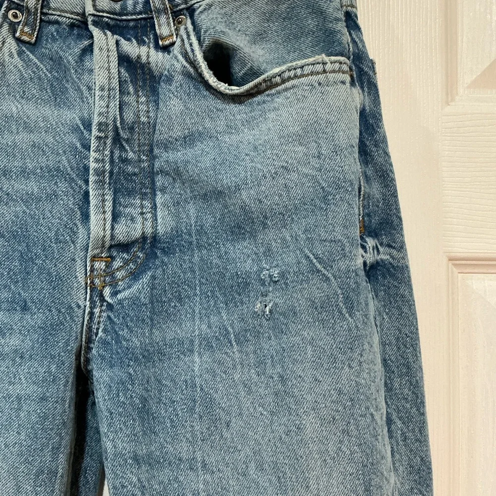 🤎 Zara Into The Classics Blue Distressed Denim Jeans Button Fly - 0 / 25 - Picture 2 of 10